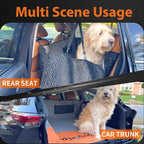 Dog Car Seat Cover for Back Seat - Upgraded PU Leather Dog Hammock, 400lbs Hard Bottom Backseat Pet Cover, Waterproof Anti-Scratch + Pet Safety Belt (GRAY-60“x20”)