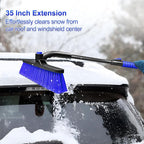 35 Inch Ice Scraper and Snow Brush for Car Windshield, Extendable Snow Scraper Brush with Foam Grip for Truck SUV Vehicle Window - Blue