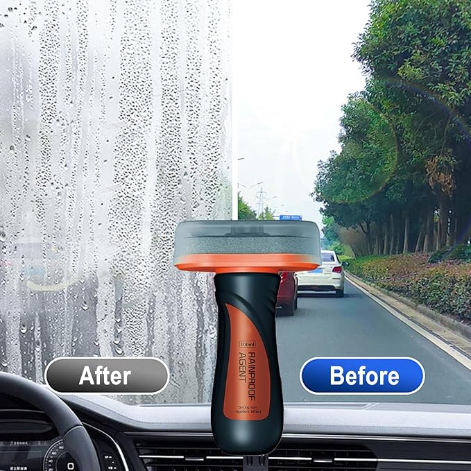 Car Windshield Cleaner, Oil Film Remover for Car Window, 100ml Automotive Glasses Anti-Rain Agent with Built-in Brush, Auto Glass Cleaner for Car, Truck, SUV