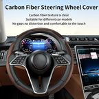 3Pcs Carbon Fiber Steering Wheel Cover Universal Fit 99% Cars | Non-slip soft grip, easy to wipe clean, quick to install, perfect for daily commutes and road trips, Brown