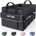 Trunk Organizer - Car Organizer with 5 Pockets, Trunk organizer for SUV, Sedan & Van, Car Organization with Sturdy Base Panel for Car Accessories, Black, 2 Compartments, 23.6"×14.2"×10.6"