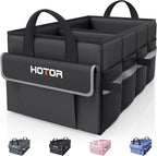 Trunk Organizer - Car Organizer with 5 Pockets, Trunk organizer for SUV, Sedan & Van, Car Organization with Sturdy Base Panel for Car Accessories, Black, 2 Compartments, 23.6"×14.2"×10.6"