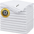 White Microfiber Cleaning Cloth -Pack of 12, Highly Absorbent Cleaning Rags, 16"X12" All Purpose Cleaning Towels for Housekeeping, Kitchen, Car, Lint Free and Reusable Microfiber Towels