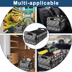 Trunk Organziers and Storage with Reinforced Handles,Car Accessories for Women/Men 50L Waterproof Polyester Trunk Organzier for Car/SUV/Minivan/Truck(Medium, Cow print)