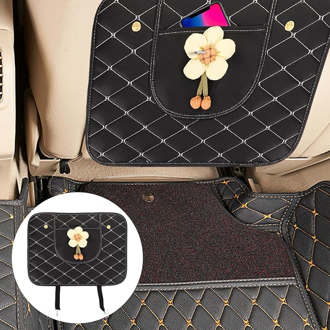 Back Kick Protector for Anti-kick Mat Backseat Cover with Wear-Resistant Black Fabric Car Interior Seat Back Protector