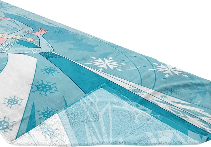 Children Beach Towel - 100% Cotton Super Soft Absorbent Bath Towel, 28" x 58" Inch Lightweight for Travel, Official Licensed Product, Blue - Frozen