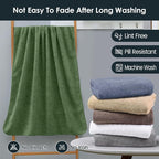 Pack of 4 Bath Towels, 30"x60", Large Microfiber Towel Set, Ultra Soft, Super Absorbent, Fast Drying, Perfect for Sauna, Shower, Pool, Sport, Travel, Fitness, SPA,Yoga, Coral Fleece-Olive-Green