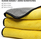 Car Detailing Microfiber Towels - 600 GSM Thick Plush Auto Towels | Super Soft Dual-Sided for Cleaning, Washing, Buffing | Tagless, Scratch-Free, Lint Free Cloth (16"x16") (3)