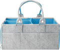 Mr. Pen- Baby Diaper Caddy Organizer, Gray, Blue Inside | Nursery Storage Bin and Car Organizer for Diapers and Baby Wipes