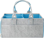 Mr. Pen- Baby Diaper Caddy Organizer, Gray, Blue Inside | Nursery Storage Bin and Car Organizer for Diapers and Baby Wipes