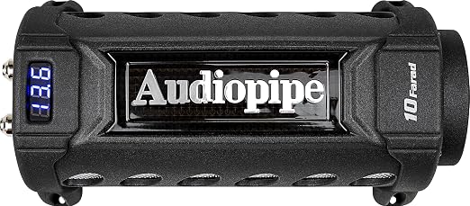 Car Audio 24 Volt Surge Power 10 Farad Capacitor Kit for Car Stereo Amplifier with Digital Display and Electronic Protection, Black (ACAP-D10000)
