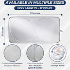 Foldable Sunshade for Car Windshield | Dashboard Shield for Your Vehicle | Auto Window Shades for UV Rays and Sun Screen Protection | XXXX-Large (75 inches x 37 inches)