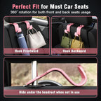 Car Seat Headrest Hook 4 Pack Hanger Universal Vehicle Car Storage Organizer for Handbag Purse Coat S Type Checkered Pink