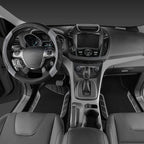 Leather Steering Wheel Cover and Waterproof Car Floor Mats,Microfiber Universal Car Combo Fit for 95% Sedan,SUV,Cars,14.5-15inch Sporty Anti-Slip Safety Comfortable Design(Black＆Gray)
