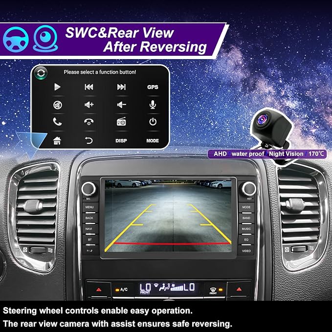 5GWifi Upgrade Radio for Dodge Durango 2011-2013, Jeep Grand Cherokee 2011 2012 2013, 7inch Touchscreen Car Stereo Replacement Apply CarPlay Android Auto GPS Navigation FM DSP Head Unit Backup Camera