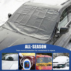 YoRise Car Windshield Snow Cover, Automotive Front Windscreen Ice Guard with Side Window & Rearview Mirror Cover, Winter Universal Vehicle Protection Accessory for SUV, Sedan (Black)