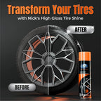 Nick's Professional Supplies High Gloss Tire Shine (1 Pack) - Long Lasting Tire Care - Your Ultimate Wet Tire Shine Spray for a Black Finish Shine on Ceramic Coating for Cars, Trucks, Motorcycles.