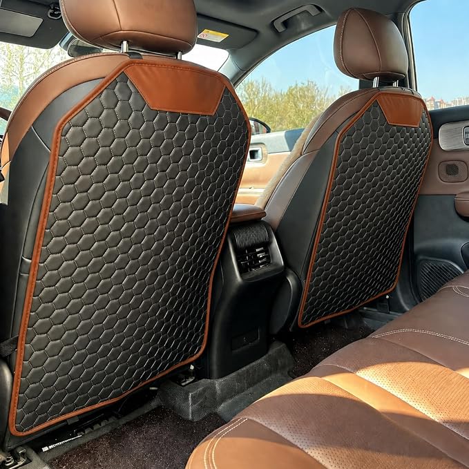 Kick Mat Back Seat Protector - Car Back Seat Cover for Kids Feet - Waterproof & Sturdy Protector for Upholstery from Dirt, Mud, Scratches and Stain (White)