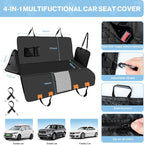 Dog Car Seat Cover for Back Seat, Waterproof Protector with Side Flaps, Scratchproof Hammock, Non-Slip Bottom for Cars/Trucks/SUVs (Black)