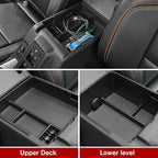 Center Console Organizer Tray Ford Bronco Tray Compatible For Ford Bronco 2021-2024 2/4 Doors (Not for Sport & 2025) Accessories, Center Armrest Storage Box Upper and Lower, 2PCS