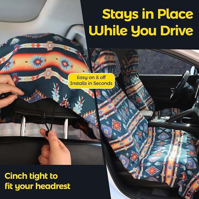 Car Seat Towel Cover - Sweat Absorbing Microfiber Towel for Car Seat After Gym, Workout & Beach - Washable Seat Protector, Universal Fit for Cars, Trucks, SUVs - 2 Pack