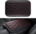 Car Center Console Cover, Upgraded Leather Car Armrest Cushion, Universal Waterproof Cushion Pad, Non-Slip Car Interior Accessories, Fits Most Sedans SUVs Trucks (Red Line)