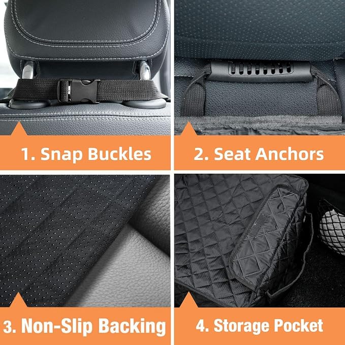 Waterproof Front Seat Car Cover, Full Protection Dog Car Seat Cover with Side Flaps, Nonslip Scratchproof Front Seat Cover Fits for Cars, Trucks, SUVs, Jeep