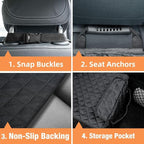 Waterproof Front Seat Car Cover 2 Pack, Full Protection Dog Car Seat Cover with Side Flaps, Nonslip Scratchproof Captain Chair Seat Cover Fits for Cars, Trucks, SUVs, Jeep, Black