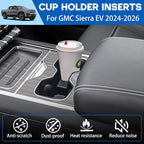 Center Console Cup Holder Inserts for 2024-2026 Chevrolet Silverado EV RST & LT/GMC Sierra EV Denali Accessories Noise-Free TPE Middle Console Drink Holder Organizer Non-Slip Cup Holder Protector