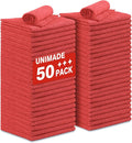 Shop Towels Rags, 50 Pack Reusable Shop Rags Bulk Microfiber Cleaning Cloth Lint Free Cleaning Towels for Car Kitchen Automotive Bar Mechanic Restaurant Garage, 11.5"x 11.5", Red