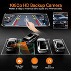 3 Channel Mirror Dash Camera for Cars,9.66" Triple Rear View Mirror with Front 4K/3K, Inside and Rear 1080P with WiFi, G-Sensor, Night Vision, Reverse Assist, Parking Monitoring (Include 64GB Card)