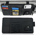 Black Car Sun Visor Organizer, 1-Pack Multi-Pocket Auto Storage Pouch for SUV and Truck, PU Leather Visor Holder with Zipper Pocket, Card Slots, Pen Loop, Sunglasses and Key Storage