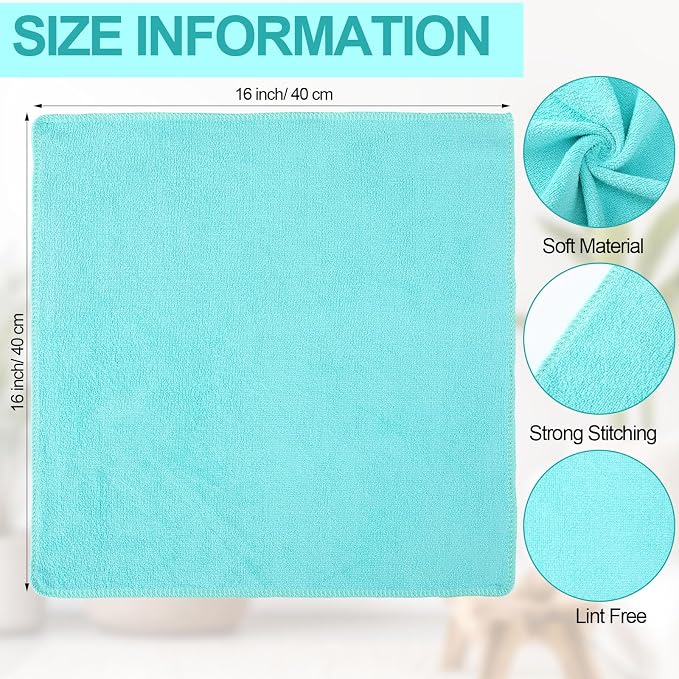 Cleaning Cloths for Cars 16 x 16 Inch Ultra Absorbent Towels Drying Microfiber Reusable Cleaning Supplies House Kitchen Window Microfiber Towel(Teal Blue,60 Pcs)