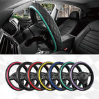 Leather Steering Wheel Cover – Black & Green Universal Fit 14.5-15 Inch, Microfiber Leather, Anti-Slip & Breathable Design for Men and Women