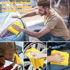 16 Pcs Car Microfiber Towels Buffing Drying Wash Cleaning Cloths Plush Large Towels Thick Care Polishing Detailing Waxing Scratch Proof Towel, 15.75 x 15.75 Inch (Yellow)