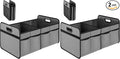 Trunk Organizer for Car/SUV/Truck, Collapsible 2 Compartment Automotive Storage Box, 600D Waterproof Oxford Polyester 50L Travel Accessories, Anti-slip & Leak-proof, Grey (Pack of 2)