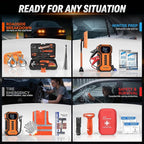 Jump Starter with Air Compressor Car Emergency Kit for Women, Men, Teen | All-in-One Car Safety Kit,First Aid Kit,Snow Brush&Ice Scraper for Winter,Car Emergency Kits for Vehicles,Road Trip Essential