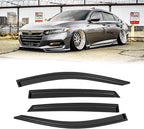 Rain Guards for 2018-2023 Honda Accord Sedan, Out-Channel Window Visor Shields Vent Deflector Shade Wind Dark Smoke 2019 2020 2021 2022 18 19 20 21 22 23, Tape-On Outside-Mount, 4PCS