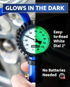 GERCHWAY Tire Inflator with Pressure Gauge and Longer Hose - Most Accurate, Heavy Duty Air Chuck with Gauge for Air Compressor Tire Inflator Attachment - 100PSI