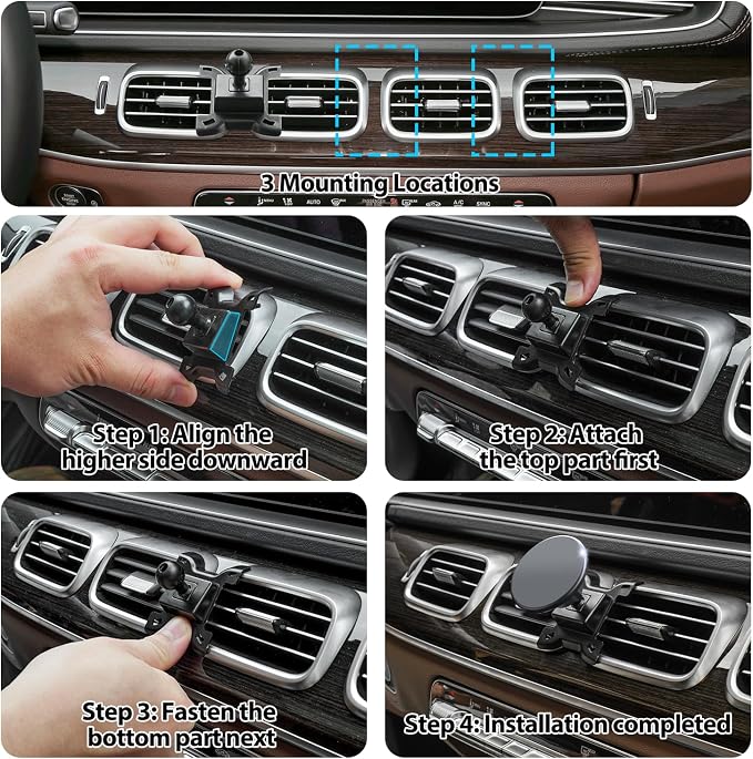 Car Phone Holder for Mercedes-Benz 2020-2026 GLE GLS, Strong Magnetic Phone Mount Compatible with MagSafe, 360° Rotation, No-Damage Installation, Exclusive Custom Fit for GLE GLS Accessories
