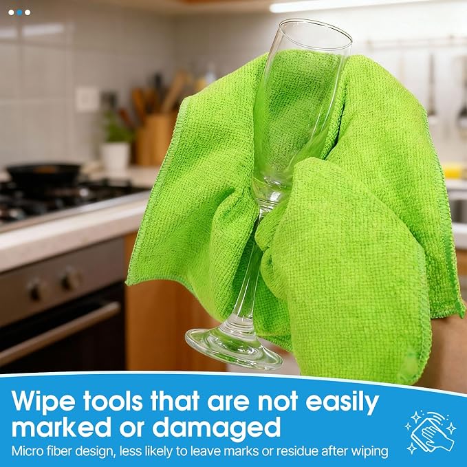 Microfiber Cleaning Cloth,12 Pack Cleaning Rags, Cleaning Towels with 4 Color Assorted, 11.8"X11.8"(Green/Blue/Yellow/Pink)