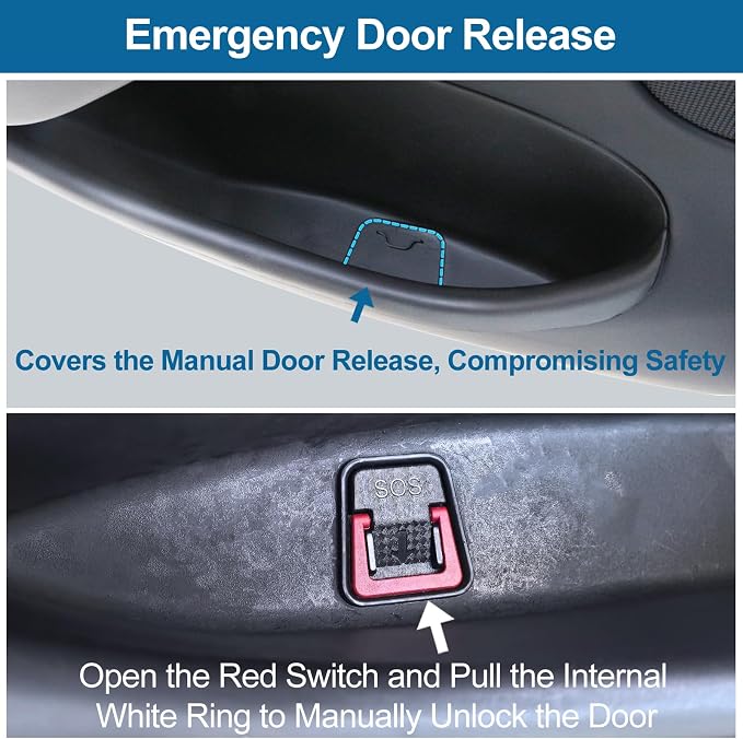 Door Side Pocket Storage Box Insert Tray for Tesla Model Y Juniper 4PCS 2026 2025 Door Pocket Liner with Emergency Release Access for Model Y Juniper Accessories Full-Cover TPE (Juniper-upgrade)