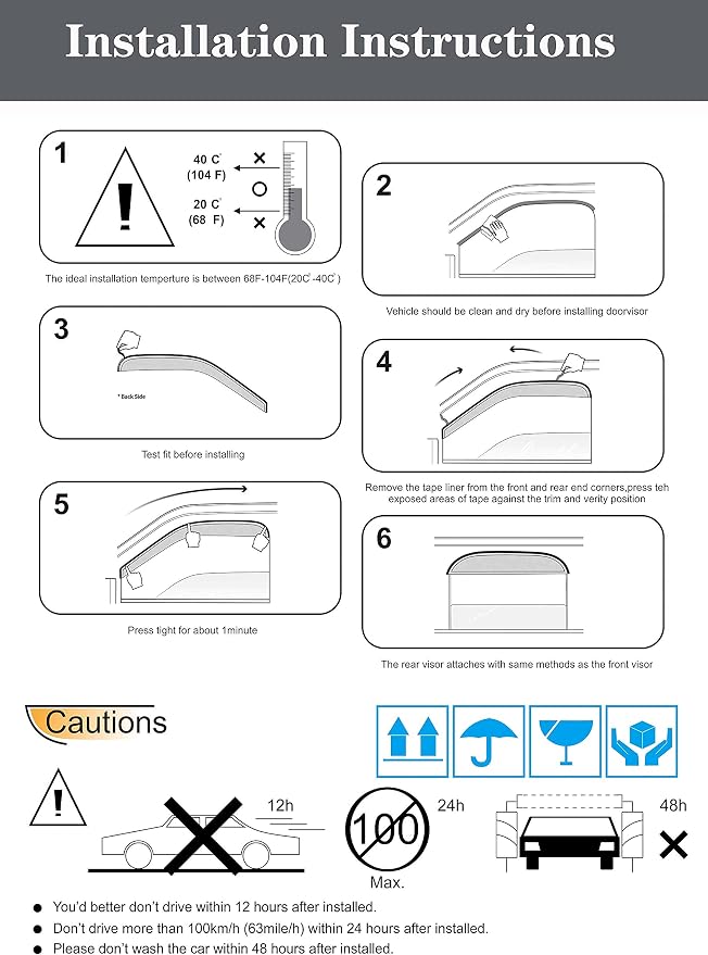 Window Visors Rain Guards for 2019-2026 Ram 1500 Crew Cab | Window Deflectors, Vent Visor, Sun Shades, Window Shields, Dark Smoke, Truck Accessories