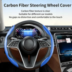 2Pc Carbon Fiber Steering Wheel Cover Universal Fit 99% Cars | Non-slip soft grip, easy to wipe clean, quick to install, perfect for daily commutes and road trips, Blue