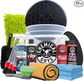 Car Detailing Kit, Car Cleaning Kit with Total Interior Cleaner & Protectant, Sprayable Wheel Cleaner, Car Wash Soap, Bucket, Brushes, and Detailing Accessories - 17 Piece Wash Kit
