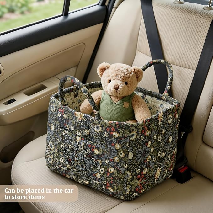 Floral Fabric Storage Basket Car Interior Storage Basket Underwear Sundries Laundry Baskets Supplies Home Organizer Bag (style 5)