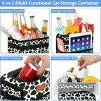Car Trash Can Bin for Back Seat Leak Proof, Cute Car Trash Bag Hanging, Vehicle Trash Can for SUV Truck Van, Automotive Garbage Cans Front Seat Cow Print