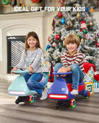 N7 Pro Electric Wiggle Car, Rechargeable Battery, CyberWiggle, 2 in 1 Swing Car, 2 Speeds Max 4 Mph, Anti-Rollover, Flashing Wheels, Bluetooth, Ages 3+, 150 Lbs, Glacier Blue