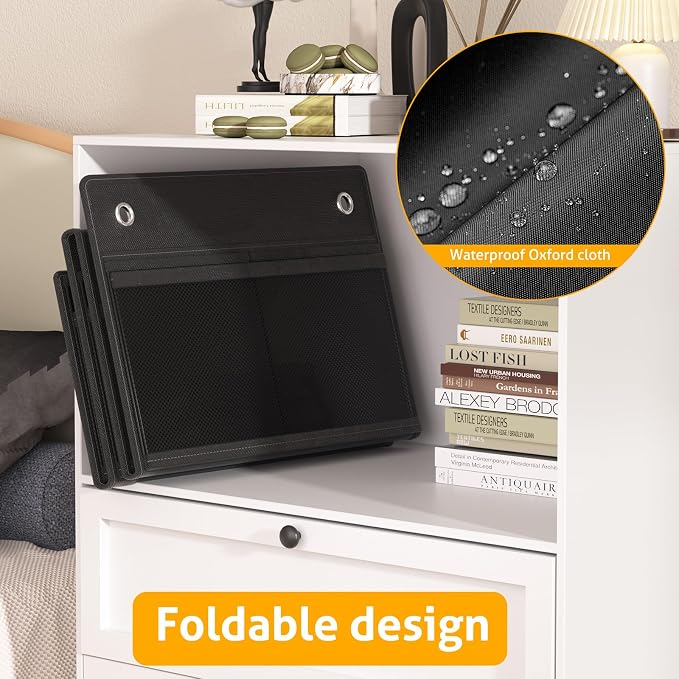 Wall Hanging File Organizer, Over the Door File Folders with 10 Large Pockets for Magazines, Mails, Office Chart Storage, Back to School Supplies, Paper Organization (Black)