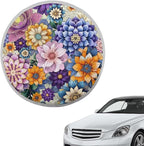Steering Wheel Sun Cover Boho Floral Car Accessories for Women 17 inch Universal Anti-Heat Steering Wheel Sun Block Cover for Cars SUV Trucks Sedan